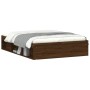 Estructura de cama de matrimonio roble marrón 135x190 cm de vidaXL, Camas y somieres - Ref: Foro24-3203914, Precio: 152,36 €,...