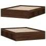 Brown oak double bed frame 135x190 cm by vidaXL, Beds and slatted bases - Ref: Foro24-3203914, Price: 148,48 €, Discount: %
