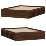 Estructura de cama de matrimonio roble marrón 135x190 cm de vidaXL, Camas y somieres - Ref: Foro24-3203914, Precio: 152,36 €,...