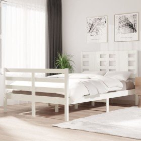 Estructura de cama sin colchón madera de pino blanca 120x200 cm Estructura de cama sin colchón madera de pino blanca 120x200 cm