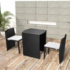 Garten-Bistrotisch und Stühle 3-teilig und schwarze Polyrattan-Kissen von vidaXL, Gartensets - Ref: Foro24-42882, Preis: 199,...