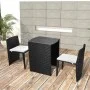 Garden bistro table and chairs 3 pieces and black poly rattan cushions by vidaXL, Garden sets - Ref: Foro24-42882, Price: 199...
