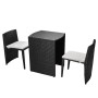 Garten-Bistrotisch und Stühle 3-teilig und schwarze Polyrattan-Kissen von vidaXL, Gartensets - Ref: Foro24-42882, Preis: 200,...