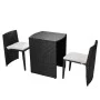 Mesa y sillas bistró jardín 3 pzas y cojines poli ratán negro de vidaXL, Conjuntos de jardín - Ref: Foro24-42882, Precio: 199...