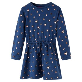 Vestido infantil de manga larga azul marino 92