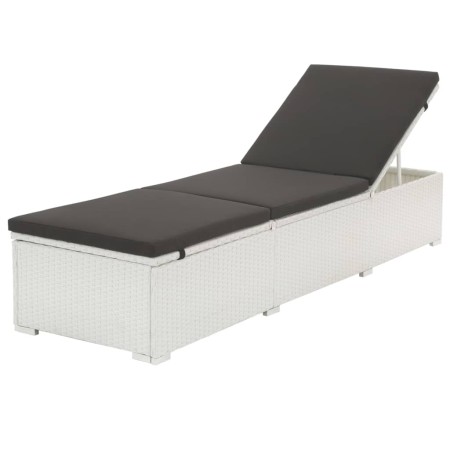 Liege mit weißem synthetischem Rattankissen von vidaXL, Liegen - Ref: Foro24-43951, Preis: 173,03 €, Rabatt: %