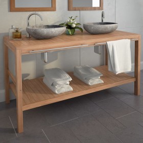 Mueble de lavabo tocador madera de teca maciza 132x45x75 cm de vidaXL, Tocadores de baño - Ref: Foro24-246493, Precio: 242,44...
