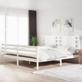 Estructura de cama sin colchón madera maciza blanca 200x200 cm Estructura de cama sin colchón madera maciza blanca 200x200 cm