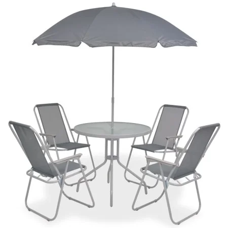 6-piece garden dining set, steel and grey textilene by vidaXL, Garden sets - Ref: Foro24-43785, Price: 187,78 €, Discount: %
