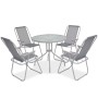 Juego de comedor de jardín 6 piezas acero y textilene gris de vidaXL, Conjuntos de jardín - Ref: Foro24-43785, Precio: 194,58 €