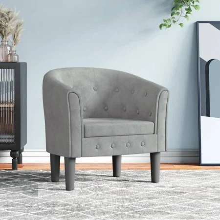 Sillón de terciopelo gris claro de vidaXL, Sillones - Ref: Foro24-356469, Precio: 162,73 €, Descuento: %