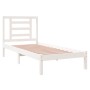 Estructura de cama madera maciza individual blanco 75x190 cm