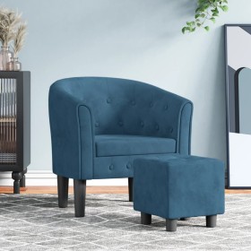 Dunkelblauer Samtsessel mit Hocker von vidaXL, Sessel - Ref: Foro24-356481, Preis: 204,03 €, Rabatt: %