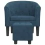 Dunkelblauer Samtsessel mit Hocker von vidaXL, Sessel - Ref: Foro24-356481, Preis: 207,81 €, Rabatt: %