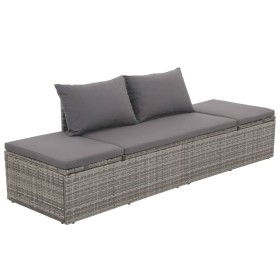 Cama de jardín 195x60 cm ratán sintético gris