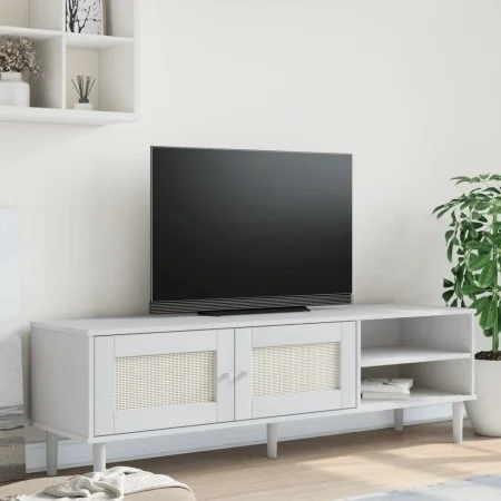 SENJA TV-Schrank in Rattanoptik, weißes Kiefernholz, 158 x 40 x 49 cm von vidaXL, TV-Möbel - Ref: Foro24-358044, Preis: 97,95...