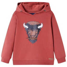 Sudadera infantil con capucha rojo tostado 128