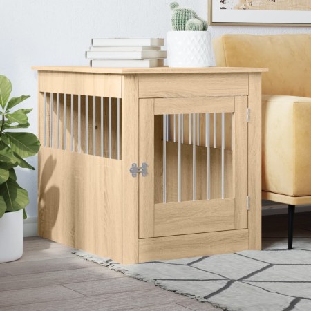 Jaula para perros madera ingeniería roble Sonoma 64,5x80x71 cm de vidaXL, Casetas para perros - Ref: Foro24-838332, Precio: 9...
