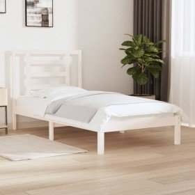 Estructura de cama sin colchón madera de pino blanca 90x200 cm Estructura de cama sin colchón madera de pino blanca 90x200 cm