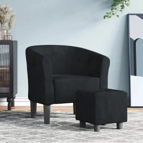 Schwarzer Samtsessel mit Hocker von vidaXL, Sessel - Ref: Foro24-356451, Preis: 161,72 €, Rabatt: %
