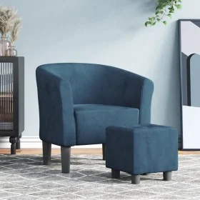 Dark blue velvet armchair with stool by vidaXL, Armchairs - Ref: Foro24-356453, Price: 167,78 €, Discount: %
