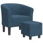 Dark blue velvet armchair with stool by vidaXL, Armchairs - Ref: Foro24-356453, Price: 167,78 €, Discount: %