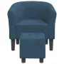 Dunkelblauer Samtsessel mit Hocker von vidaXL, Sessel - Ref: Foro24-356453, Preis: 167,78 €, Rabatt: %