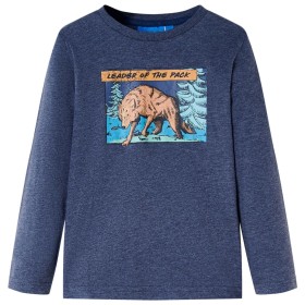 Camiseta para niños manga larga estampado lobo azu