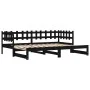 Sofá cama extraíble madera maciza de pino negro 2x(90x200) cm de vidaXL, Camas y somieres - Ref: Foro24-840390, Precio: 172,0...