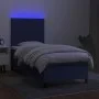 Box spring bed mattress and LED lights blue fabric 90x190 cm by vidaXL, Beds and slatted bases - Ref: Foro24-3134683, Price: ...
