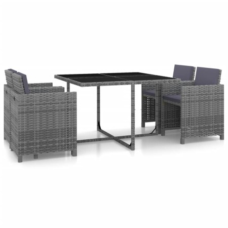 5-teiliges Garten-Essset und graue synthetische Rattankissen von vidaXL, Gartensets - Ref: Foro24-43901, Preis: 342,15 €, Rab...