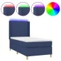 Box spring bed mattress and LED lights blue fabric 90x190 cm by vidaXL, Beds and slatted bases - Ref: Foro24-3138683, Price: ...