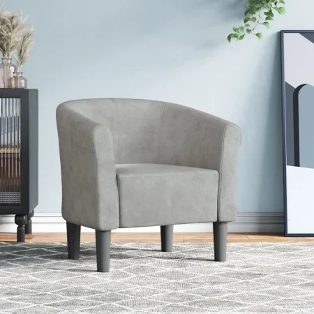 Sillón de terciopelo gris claro de vidaXL, Sillones - Ref: Foro24-356441, Precio: 158,07 €, Descuento: %