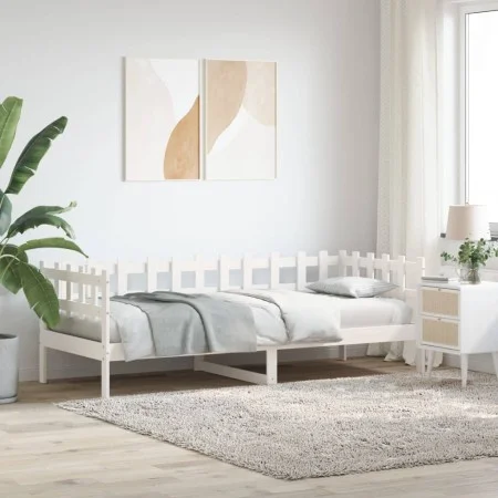 Sofá cama madera maciza de pino blanco 80x200 cm de vidaXL, Camas y somieres - Ref: Foro24-840377, Precio: 96,93 €, Descuento: %