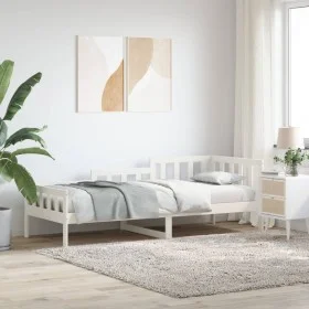 Solid white pine wood sofa bed 80x200 cm by vidaXL, Beds and slatted bases - Ref: Foro24-840368, Price: 104,01 €, Discount: %