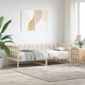 Solid pine wood sofa bed 90x190 cm by vidaXL, Beds and slatted bases - Ref: Foro24-840382, Price: 89,08 €, Discount: %