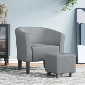 Hellgrauer Stoffsessel mit Hocker von vidaXL, Sessel - Ref: Foro24-356436, Preis: 144,40 €, Rabatt: %
