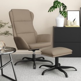 Sillón de relax con taburete tejido de microfibra gris taupe