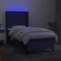 Box spring bed mattress and LED lights blue fabric 90x190 cm by vidaXL, Beds and slatted bases - Ref: Foro24-3138123, Price: ...
