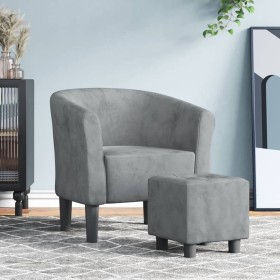 Sessel mit dunkelgrauem Samthocker von vidaXL, Sessel - Ref: Foro24-356450, Preis: 174,85 €, Rabatt: %