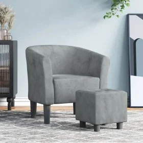 Sillón con taburete terciopelo gris oscuro de vidaXL, Sillones - Ref: Foro24-356450, Precio: 160,10 €, Descuento: %