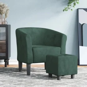 Dunkelgrüner Samtsessel mit Hocker von vidaXL, Sessel - Ref: Foro24-356452, Preis: 161,89 €, Rabatt: %