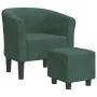 Dunkelgrüner Samtsessel mit Hocker von vidaXL, Sessel - Ref: Foro24-356452, Preis: 161,89 €, Rabatt: %