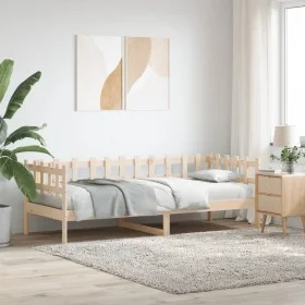 Solid pine wood sofa bed 90x200 cm by vidaXL, Beds and slatted bases - Ref: Foro24-840379, Price: 83,87 €, Discount: %