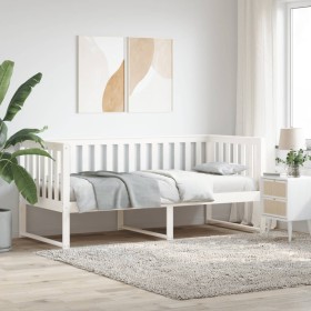 Sofá cama madera maciza de pino blanco 90x190 cm