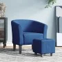 Sillón con taburete tela azul de vidaXL, Sillones - Ref: Foro24-356438, Precio: 187,17 €, Descuento: %