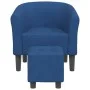 Sillón con taburete tela azul de vidaXL, Sillones - Ref: Foro24-356438, Precio: 187,17 €, Descuento: %