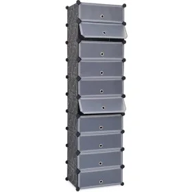 Stackable shoe rack with 10 black compartments by vidaXL, Shoe racks and shoe organizers - Ref: Foro24-244920, Price: 53,88 €...