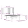 Estructura de cama de madera maciza de pino negra 140x190 cm