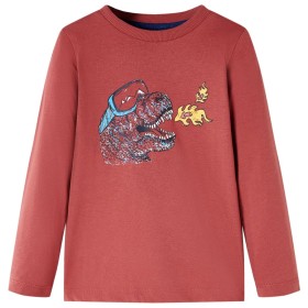 Camiseta infantil de manga larga rojo tostado 128